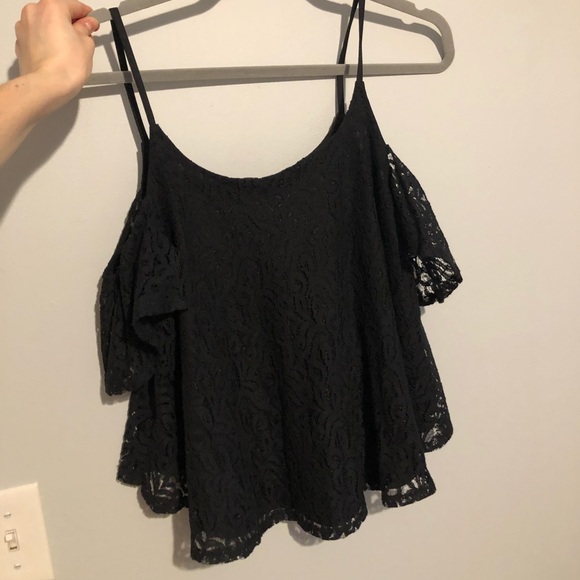 Black lace over-the-shoulder top! - Picture 2 of 3